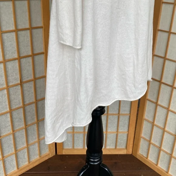 Megaschoni Cashmere Open Long High Low Ivory Cardigan SZ M - Picture 9 of 13